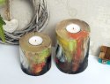 2 drewniane świeczniki - Zabawa kolorem