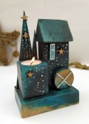 Świecznik z domkiem i choinkami - świąteczne dekoracje