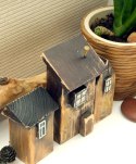 Zestaw 3 domków z drewna - brązowe