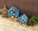 2 drewniane domki dekoracyjne - granatowe