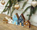 Zestaw domków do świątecznych dekoracji - Niebieski