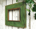 Drewniana ramka, ręcznie malowana - Zielona