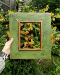 Drewniana ramka, ręcznie malowana - Zielona